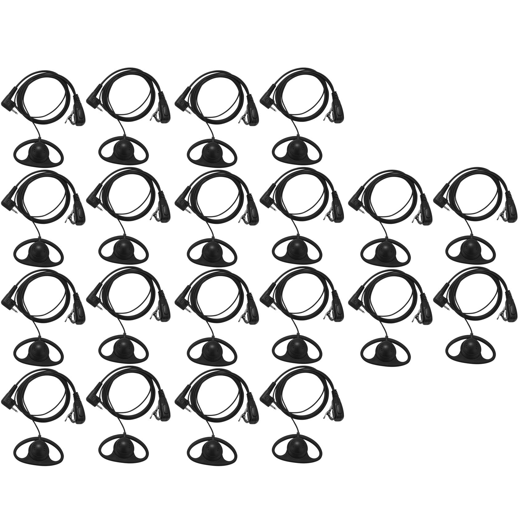 10 Pack 2-Pin D-Shape Clip-On PTT Headset with Microphone for Motorola GP88S GP300 GP68 GP2000 Two-Way Radios - Hands-Free Communication for Security, Construction & Outdoor Activities