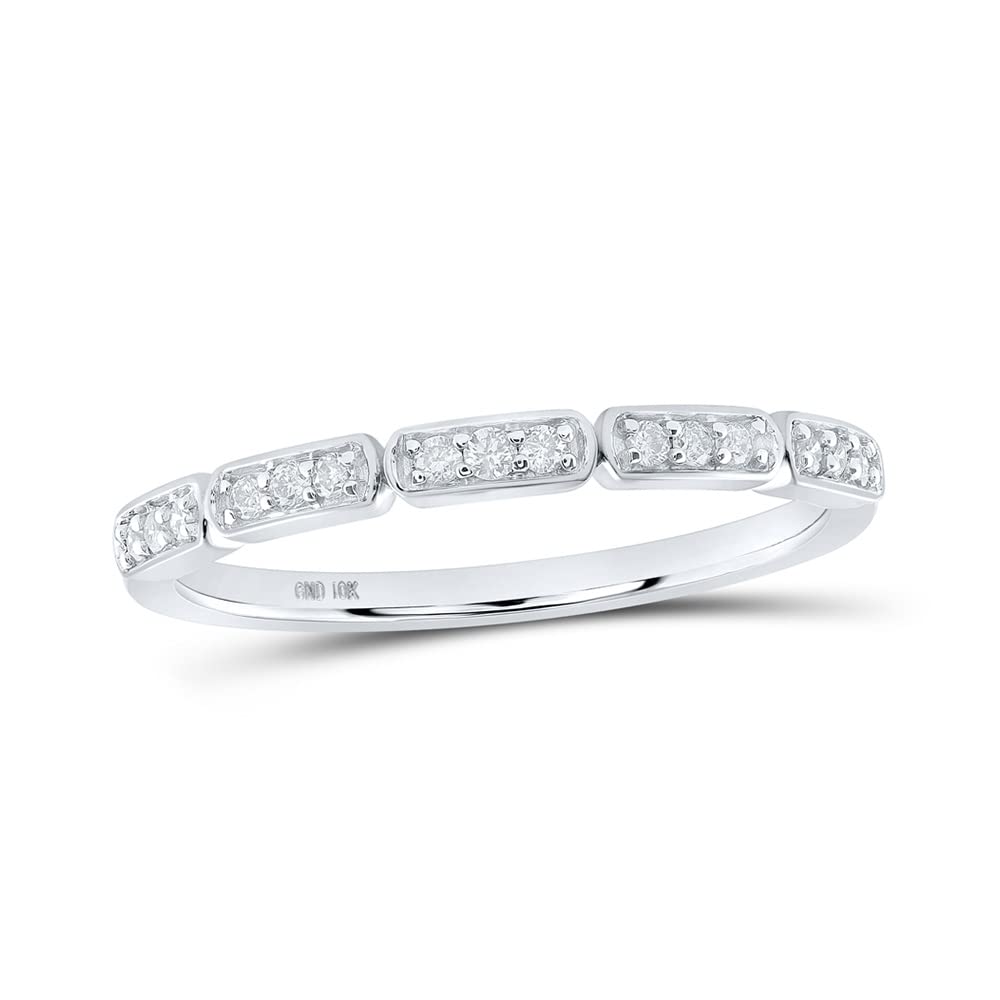 10K White Gold Women's Round Diamond Stackable Band Ring - 1/8 CTTW - Perfect for Wedding, Anniversary, Engagement & Everyday Elegance