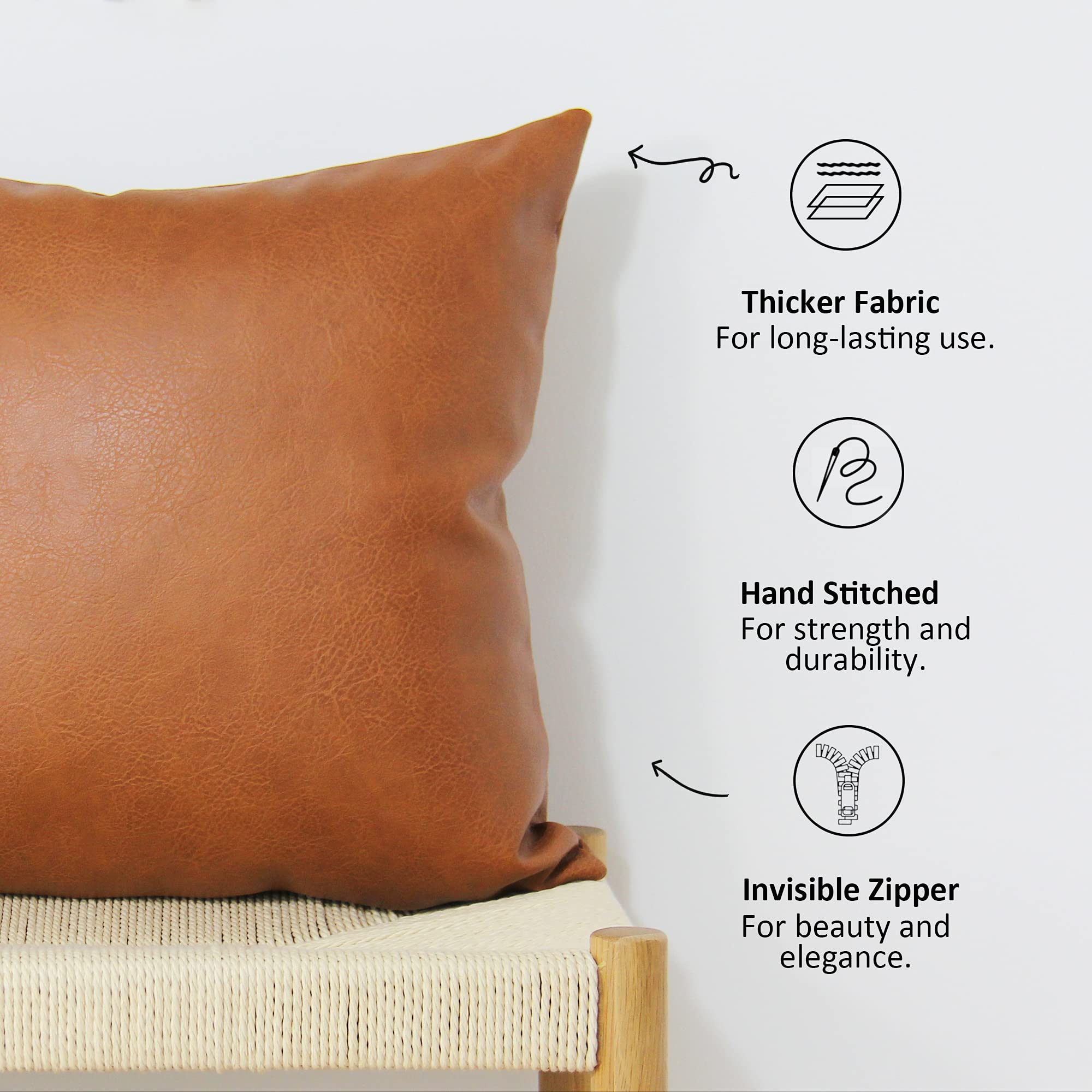 JOJUSIS Modern Faux Leather Throw Pillow Covers Set of 2 - 12x20 Inch Decorative Couch Sofa Bed Pillow Cases - Waterproof & Easy Clean - Perfect for Living Room, Bedroom, and Home Decor