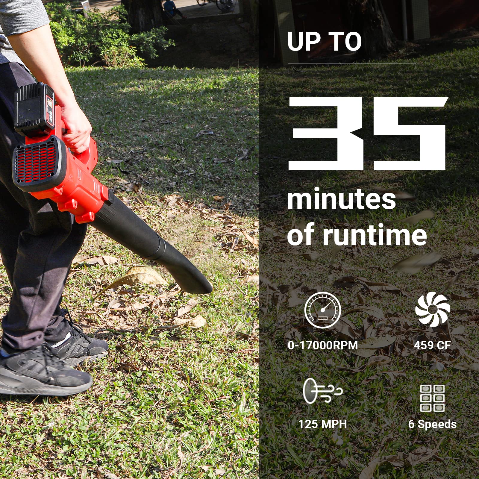 20V Cordless Leaf Blower with Battery & Charger - 17000RPM High Power ZXMT Electric Blower for Lawn Care, Snow Removal | Lightweight Battery-Powered Yard Tool for Home Garden Maintenance (Outdoor Cleaning Equipment)