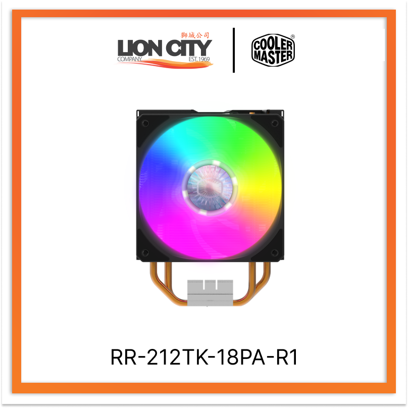 Cooler Master Hyper 212 LED Turbo ARGB CPU Cooler - 120mm PWM Fan, 4 Heat Pipes, RGB Lighting, Universal Socket Support (LGA 1700/AM5) - Perfect for Gaming PCs & High-Performance Builds