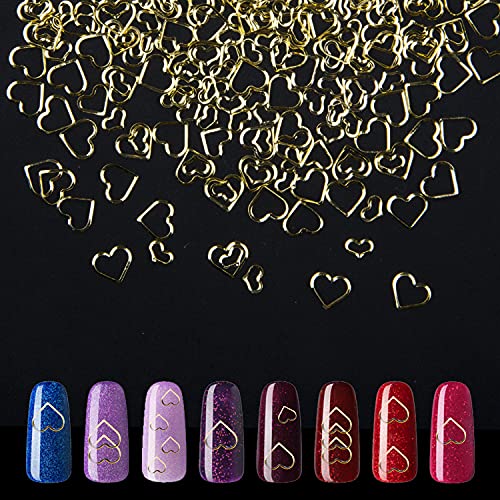2000 PCs Gold Heart Nail Art Charms - DIY Metal Sequins for Women & Girls - 2 Sizes All-Match Nail Decorations - Perfect for Manicures, Nail Art Designs & Party Looks (2000 Pieces, Heart Shape)