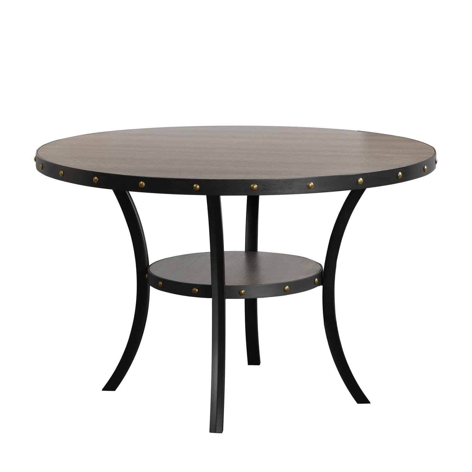 Solid Wood Round Dining Table 48-Inch Gray - Classic Crispin Furniture for Kitchen, Dining Room & Small Space - Rustic Farmhouse Style Home Decor
