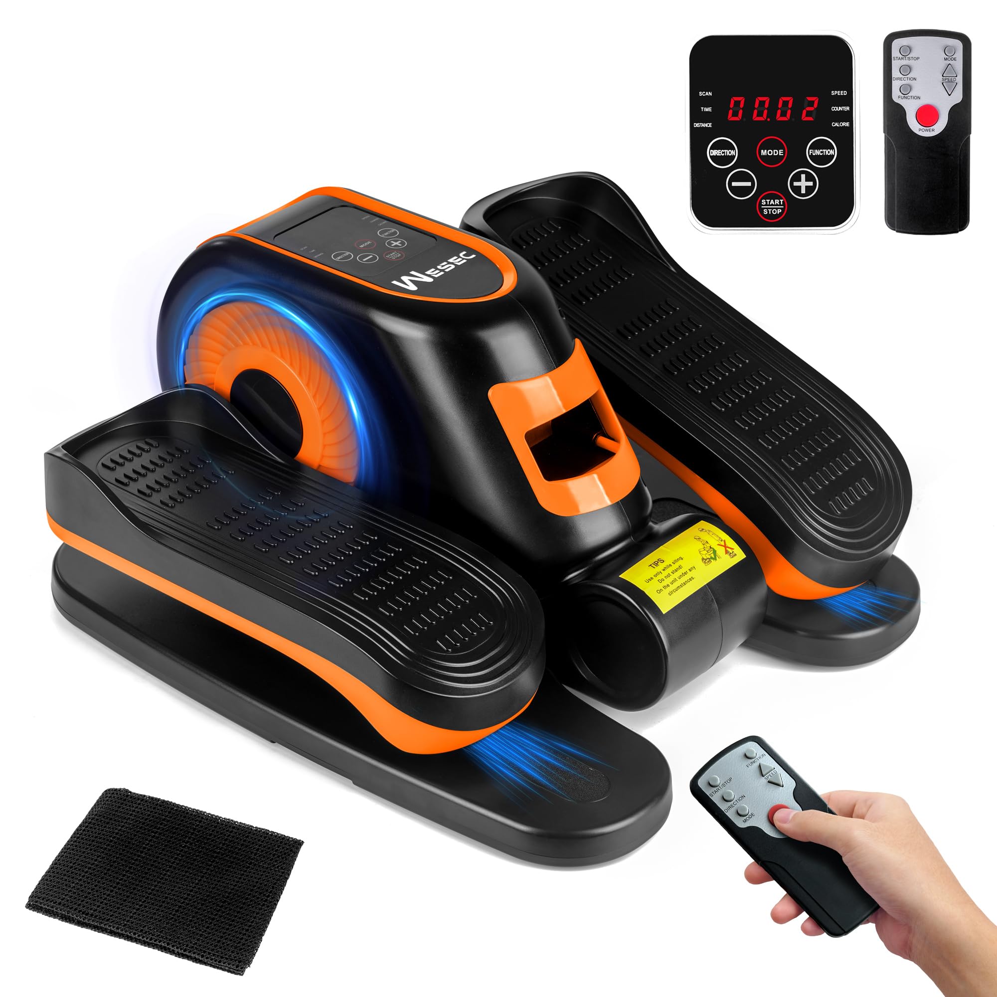 Under Desk Elliptical Machine - Quiet Seated Pedal Exerciser with Remote Control & 12 Speed Levels, Fully Assembled Leg Trainer for Home/Office Workout | Perfect for Sedentary Workers & Physical Therapy