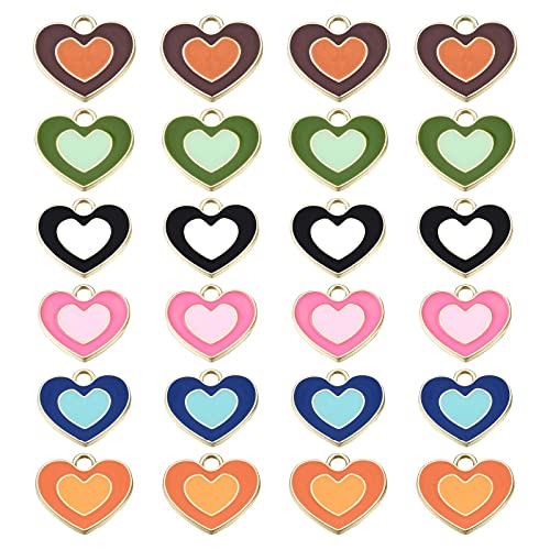 1 Box 24Pcs Colorful Heart Charms