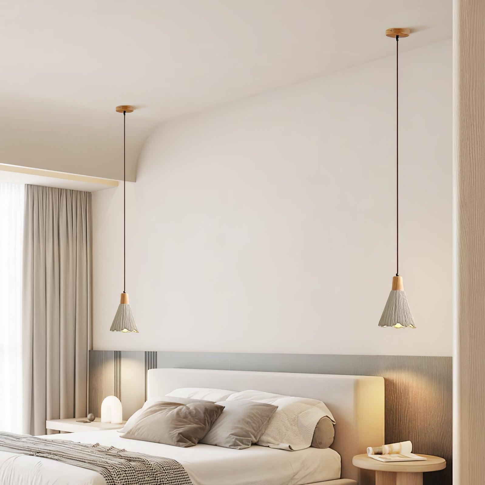 Modern Concrete Pleated Pendant Light Fixture - Industrial Chic Hanging Lamp for Kitchen Island, Dining Room & Bedroom Lighting