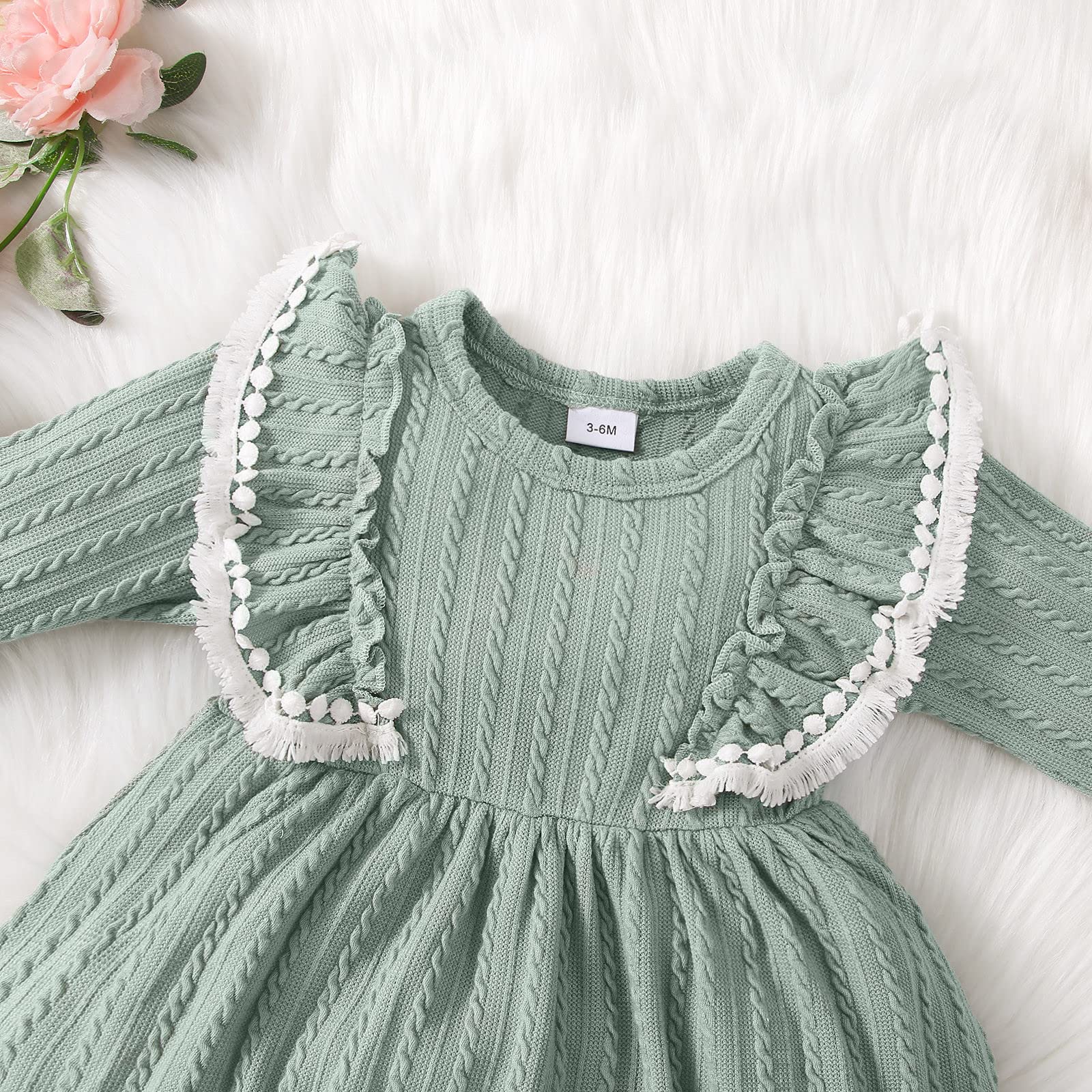 Girls' Toddler Baby Ruched Ruffle Long Sleeve Dress - Princess Party Outfit with Headband for Spring & Fall | Perfect for Birthday Parties, Photo Shoots & Special Occasions
