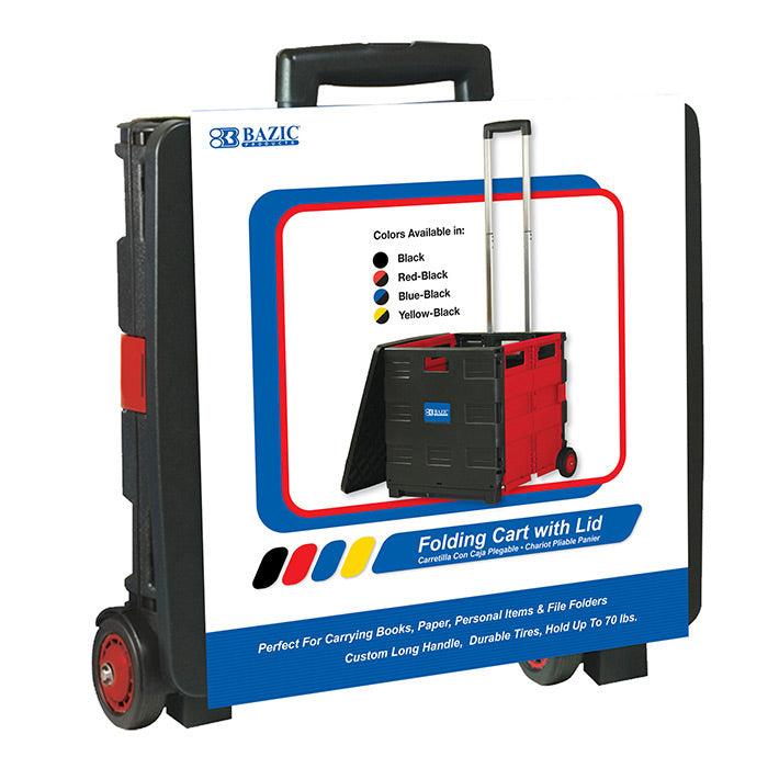 16x18x15 Inch Red Folding Utility Cart with Wheels and Lid Cover - Perfect for Grocery Shopping, Warehouse Storage, and Home Organization