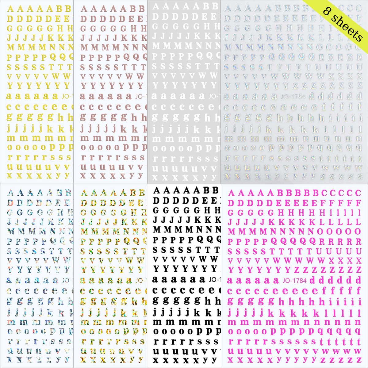 3D Self-Adhesive Alphabet Nail Art Stickers - Black White Gold Silver Laser Letter Nail Decals for Women & Girls | DIY Acrylic Nails, Manicure Supplies | Perfect for Parties, Weddings, and Special Occasions