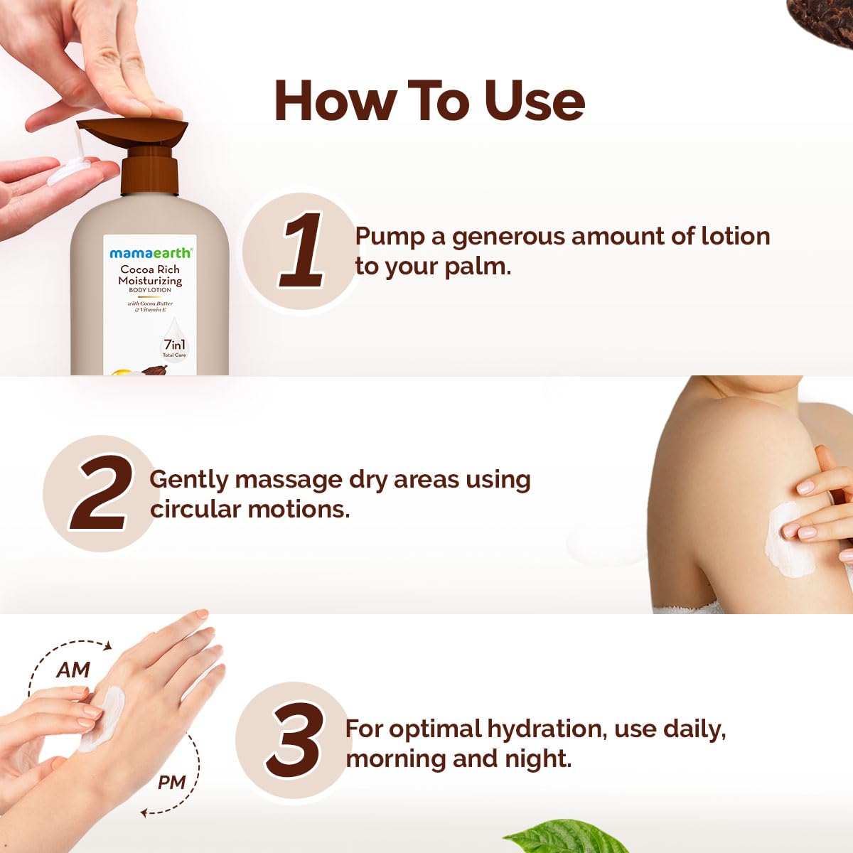 Mamaearth Cocoa Rich Moisturizing Body Lotion with Cocoa Butter & Vitamin E - 48H Deep Hydration for Very Dry Skin | 400ml Natural Body Lotion | 7-in-1 Total Care Benefits | Non-Greasy Formula for Smooth Skin | Perfect for Daily Moisturizing, Winter Care & Sensitive Skin Relief