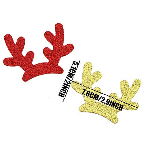 25 Pack Pink Glitter Reindeer Antlers Felt Applique Kits - DIY Santa Elk Antler Patches for Dog Hair Accessories, Scrapbooking, Cake Toppers & Christmas Crafts | Perfect for Holiday Decorations, Gift Wrapping & Party Supplies