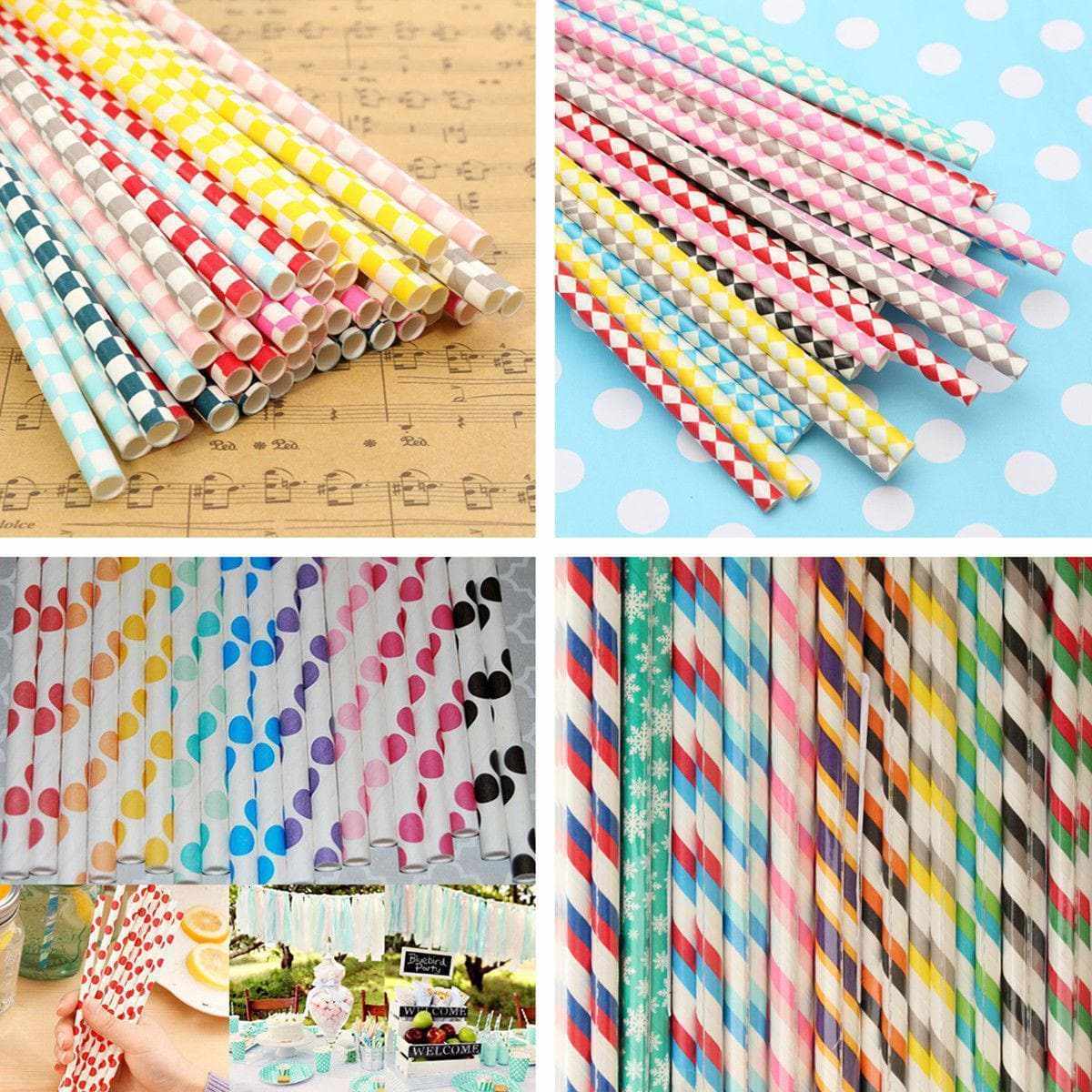 Easter Purple Polka Dot Cake Pop Party Straws - Fun & Colorful Drinking Straws for Birthday Parties, Baby Showers & Easter Celebrations