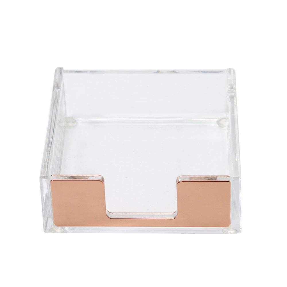 MultiBey Rose Gold Sticky Notes Memo Pad Holder & Desk Organizer - Clear Memo Dispenser for Office, Home & School Supplies - Perfect for Workstation Organization & Productivity Boost