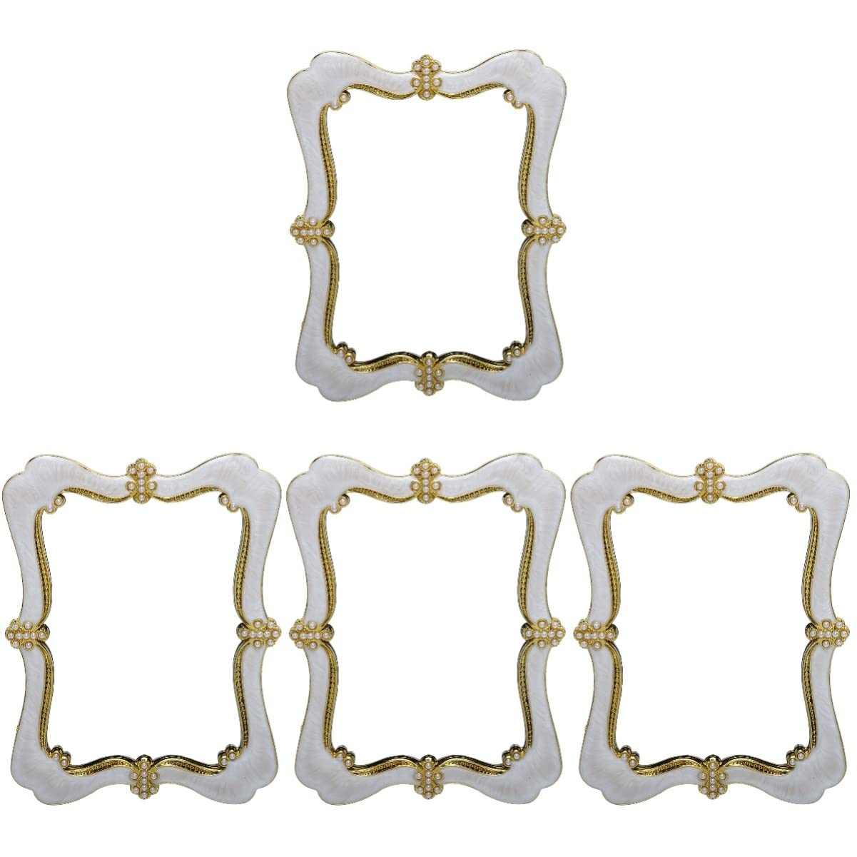 FRCOLOR 4 Pack Antique Vintage European Style Foldable Desktop Makeup Mirror - Portable Tabletop Vanity Mirror for Home, Travel & Dressing Room