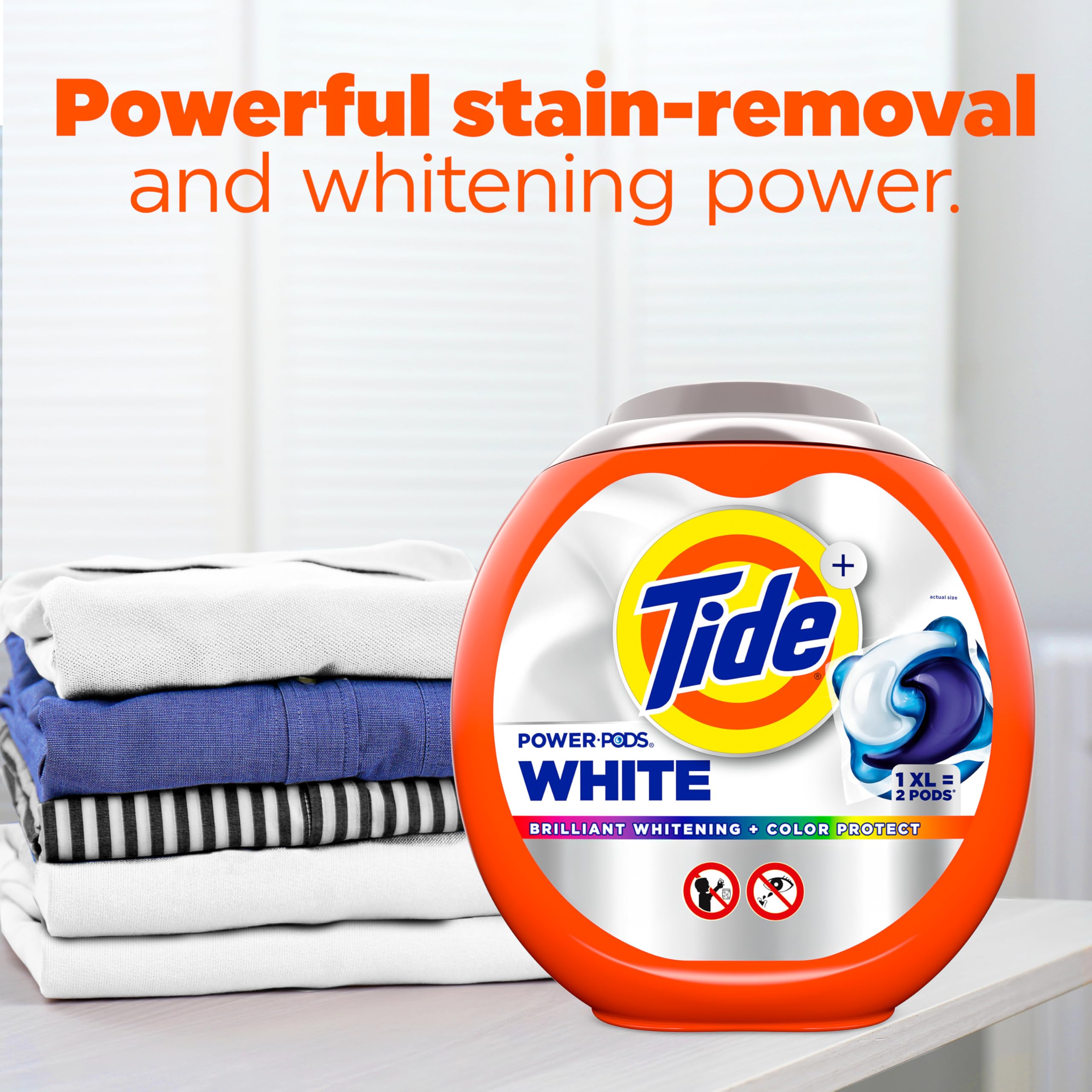 Tide Power PODS Plus Ultra OXI White and Bright Laundry Detergent - 45 Count | Advanced Stain Removal & Whitening Power | Perfect for Whites, Colors & Everyday Laundry | Ideal for Families, College Dorms & Travel