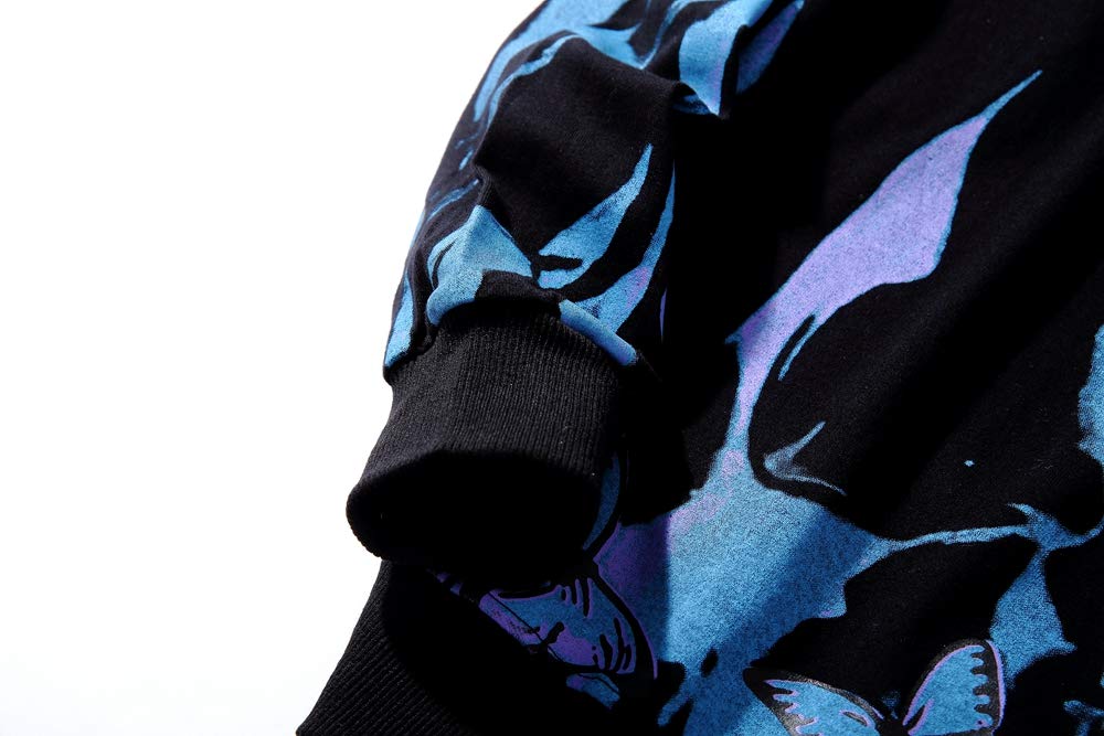 GURUNVANI Men's Graphic Tees Butterflies T-Shirt Magic Fire Print Short Sleeve Casual Shirt for Streetwear Summer Outfits