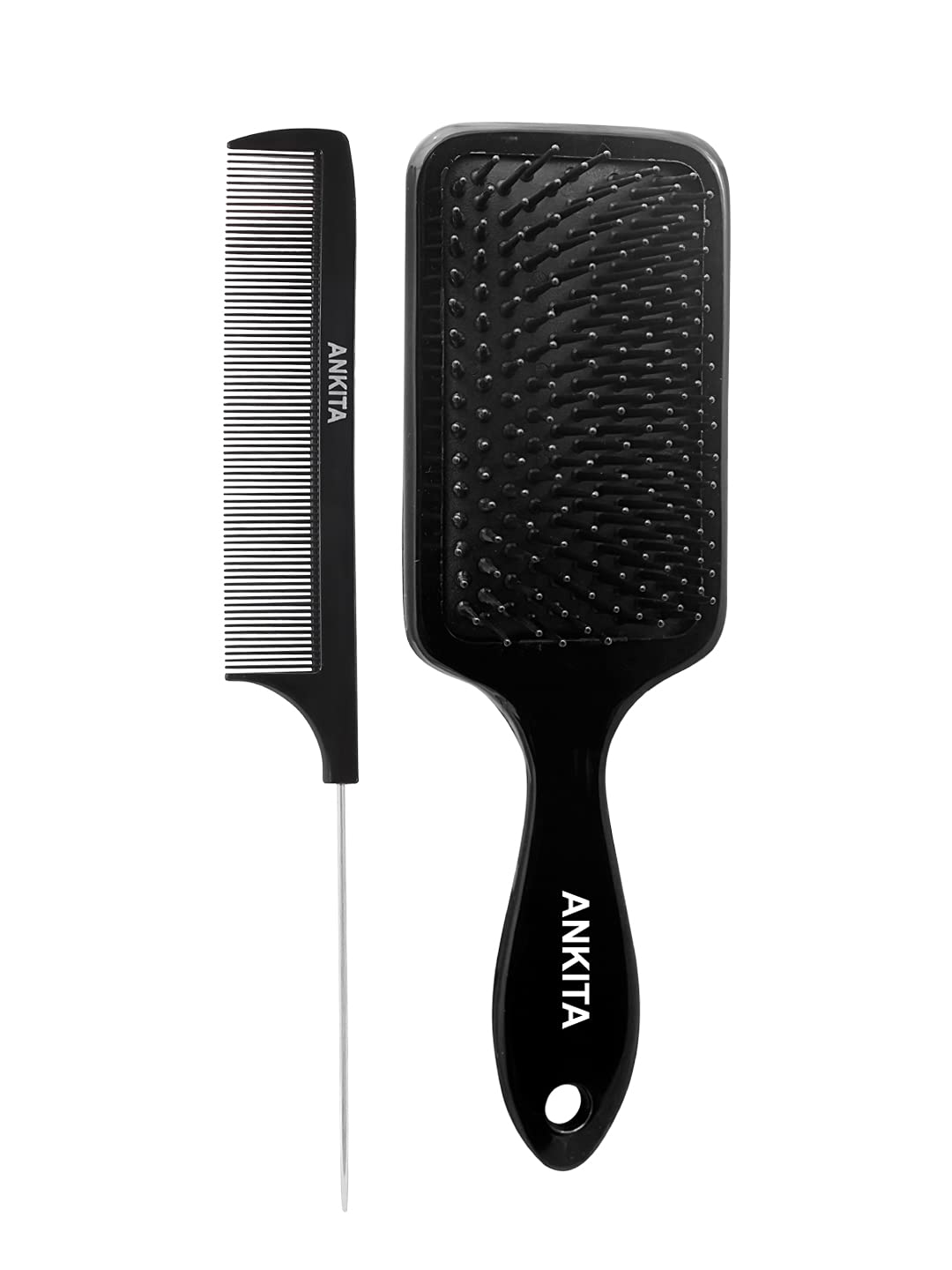 Chhavi Creation Ankita Hair Brush & Comb Set (144BK+937) - Detangling & Styling for All Hair Types - Perfect for Home, Travel & Salon Use