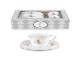 Premium Turkish Coffee Cups Set of 2 - 24K Gold Tugra Design - Authentic Handmade Ceramic Espresso Cups for Home, Office & Traditional Coffee Ceremonies