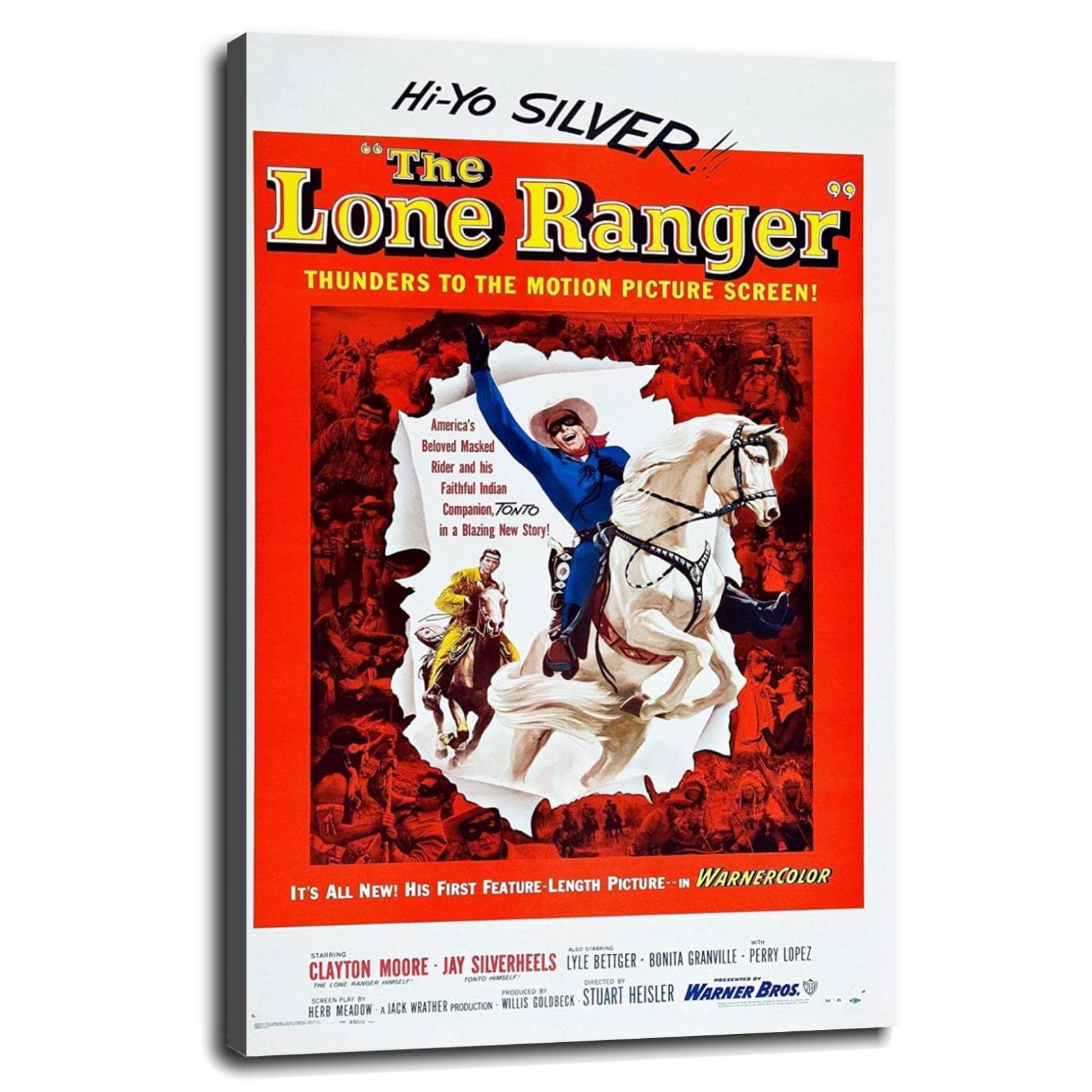 The Lone Ranger Western Movie Poster - Clayton Moore Canvas Print Wall Art 36