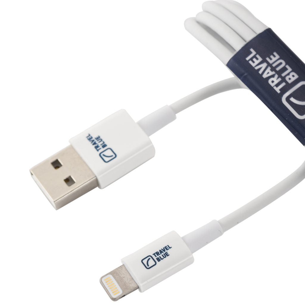 Travel Blue USB A to Lightning Cable 1m (3.3ft) - Fast Charging & Sync for iPhone - Durable White Charging Cord for Home, Office & Travel Accessories