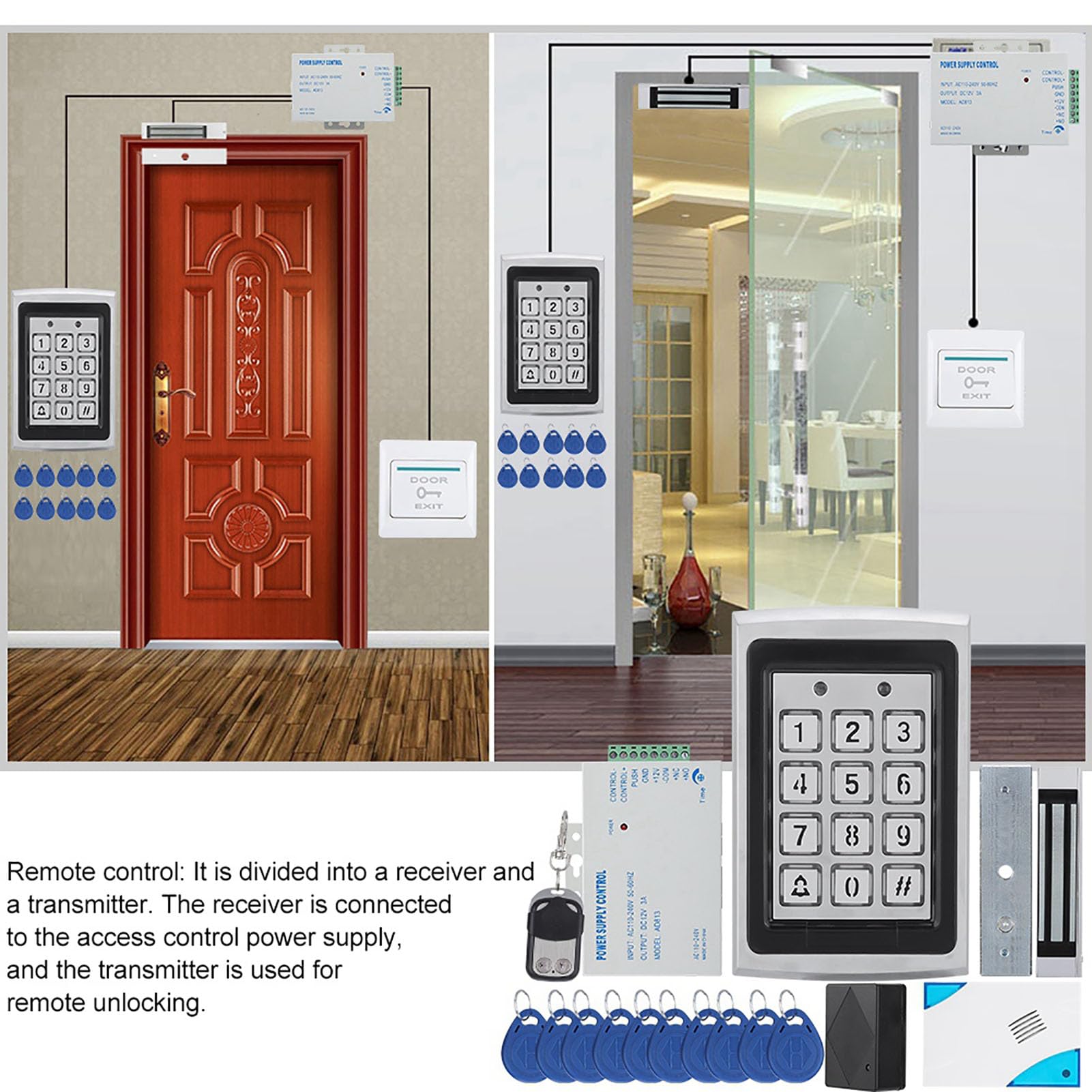 Advanced Access Control Kit with Proximity Cards, Keypad & Remote Control - Secure Business, Office, Factory & Community Entry - Latest IC Technology for Home & Commercial Security