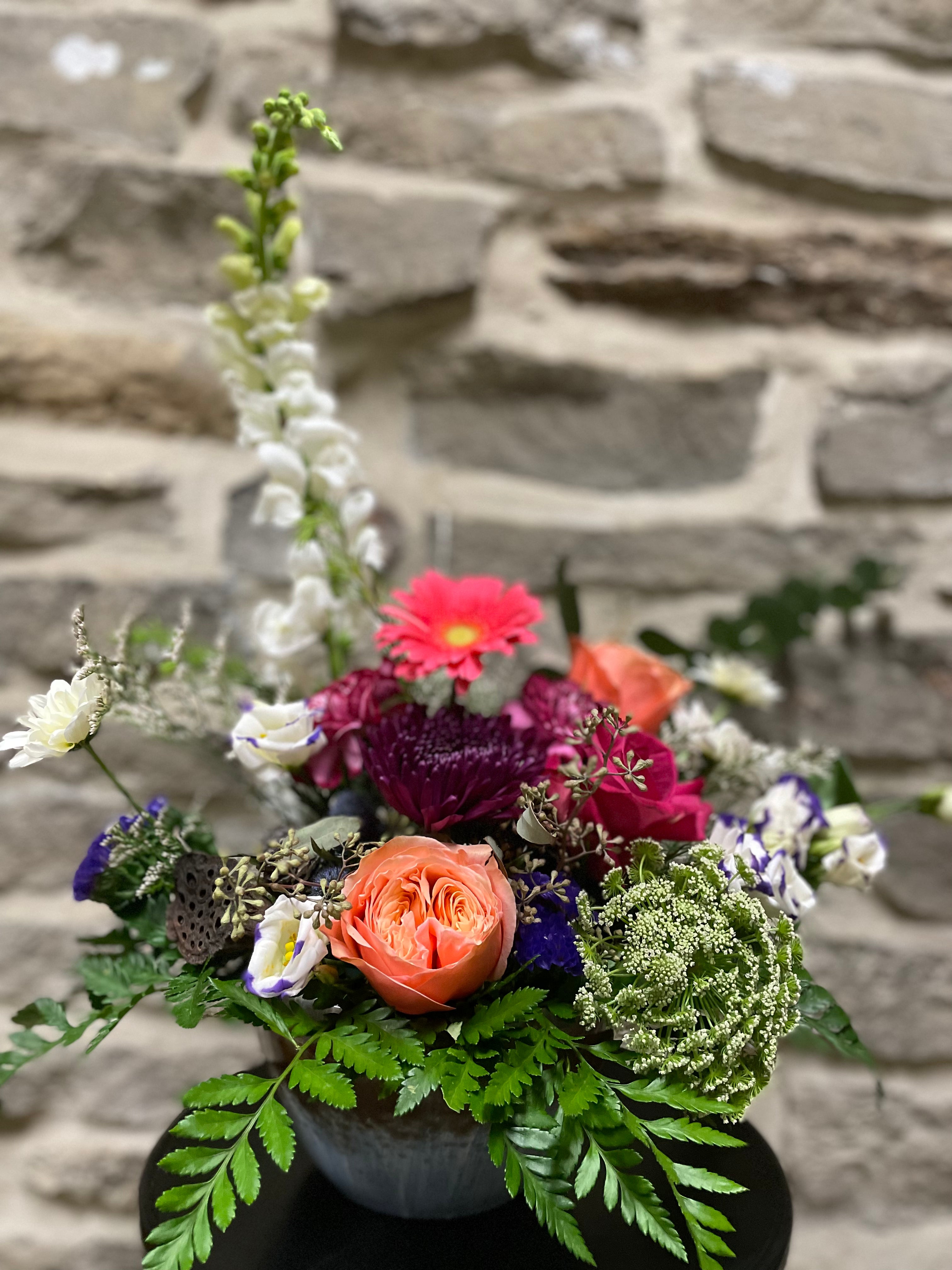 Elegant Spring Bowl Arrangement - Handmade Floral Centerpiece for Dining Table Decor, Wedding, Home & Office Decoration