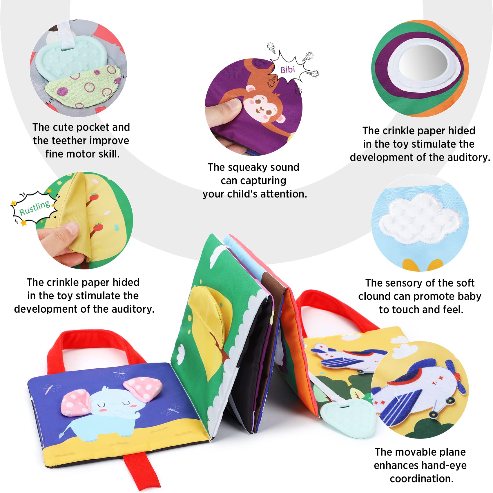 URMYWO Baby Tummy Time Toys with Mirror & Teether - Sensory Developmental Toys for 0-12 Months - Interactive Infant Shower Gift for Boys & Girls - Perfect for Easter Basket Stuffers & Early Learning Playtime