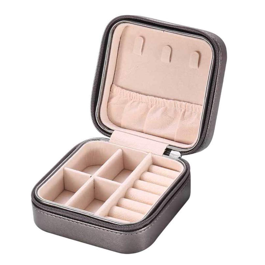 Milue 1 Piece Portable Travel Jewelry Box Organizer - Leather Display Case for Earrings, Rings & Necklaces - Zippered Storage for Women & Girls - Perfect Gift for Travel, Home & Daily Use