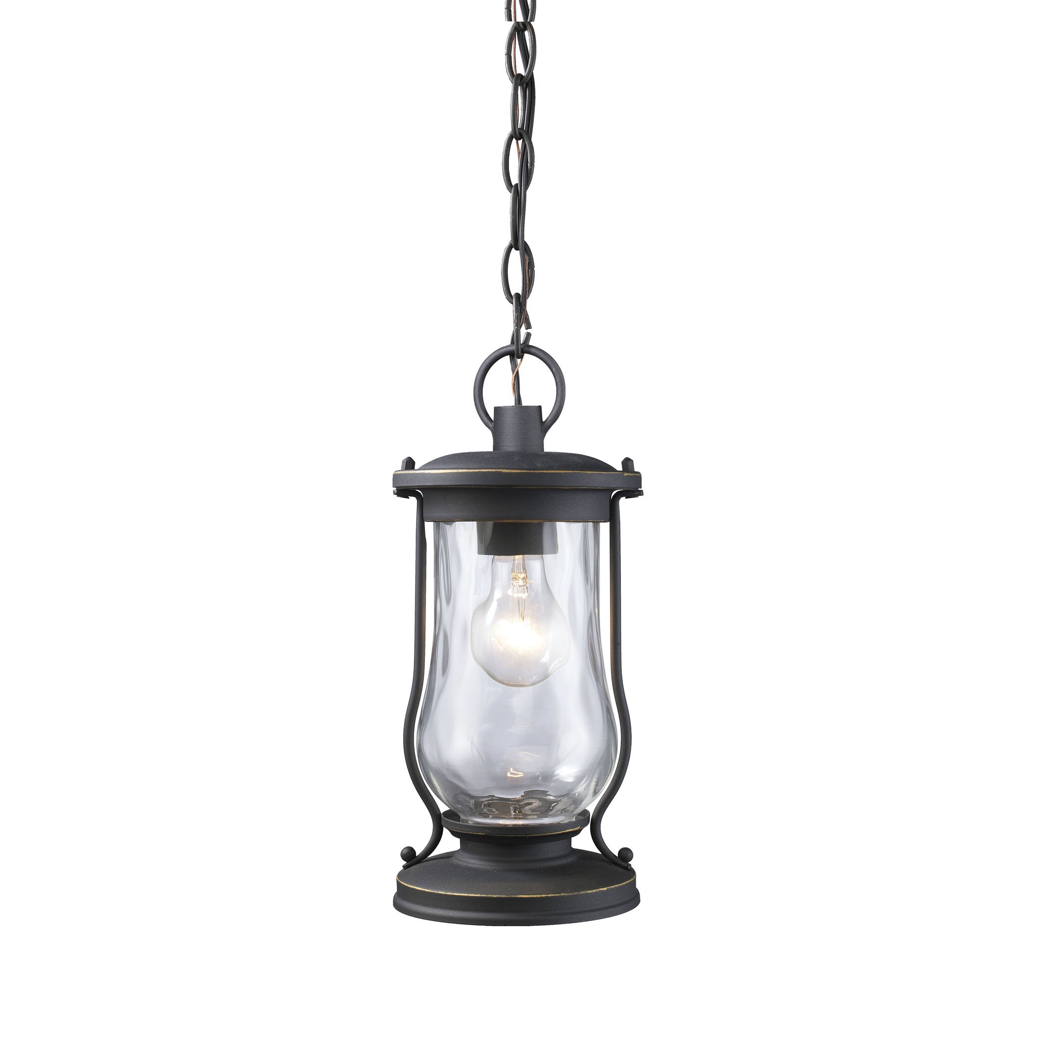 Farmstead 1-Light Matte Black Outdoor Pendant Light - Weatherproof Hanging Fixture for Porch, Patio & Garden Decor