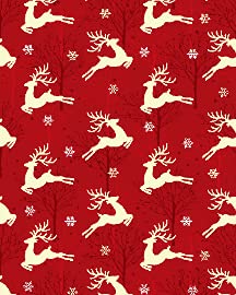 Red Christmas Cute Deer Snowflakes Xmas