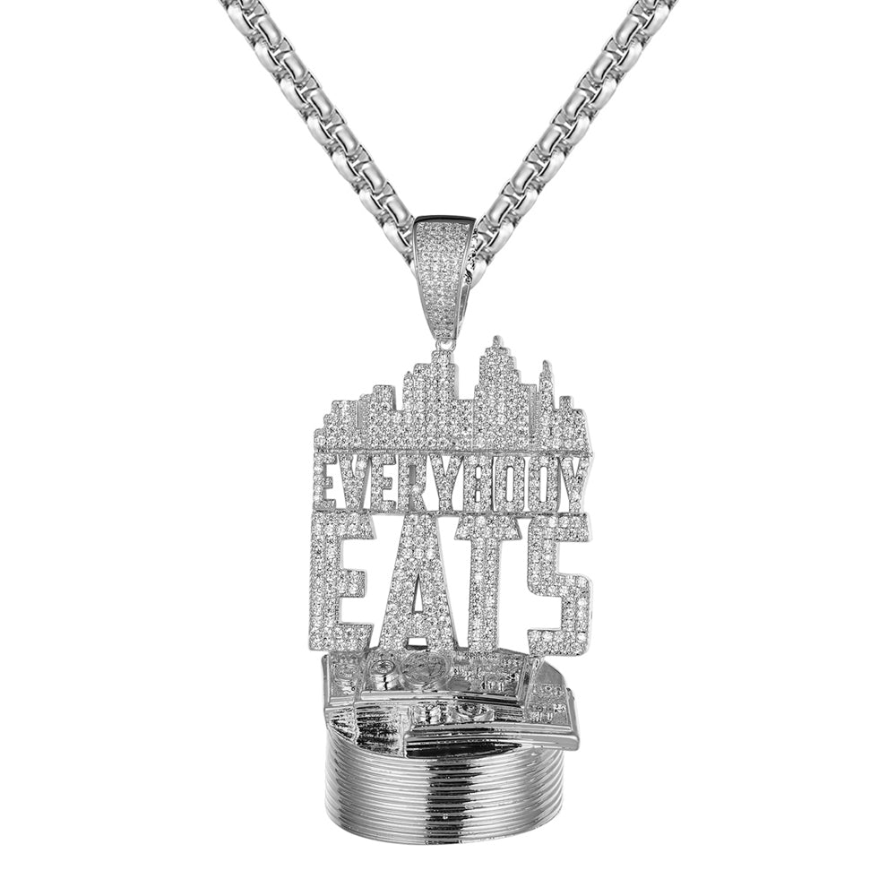 Silver Hip Hop Money Bills Pendant Necklace for Men - Perfect for Rap Fans, Streetwear Fashion & Gift Giving