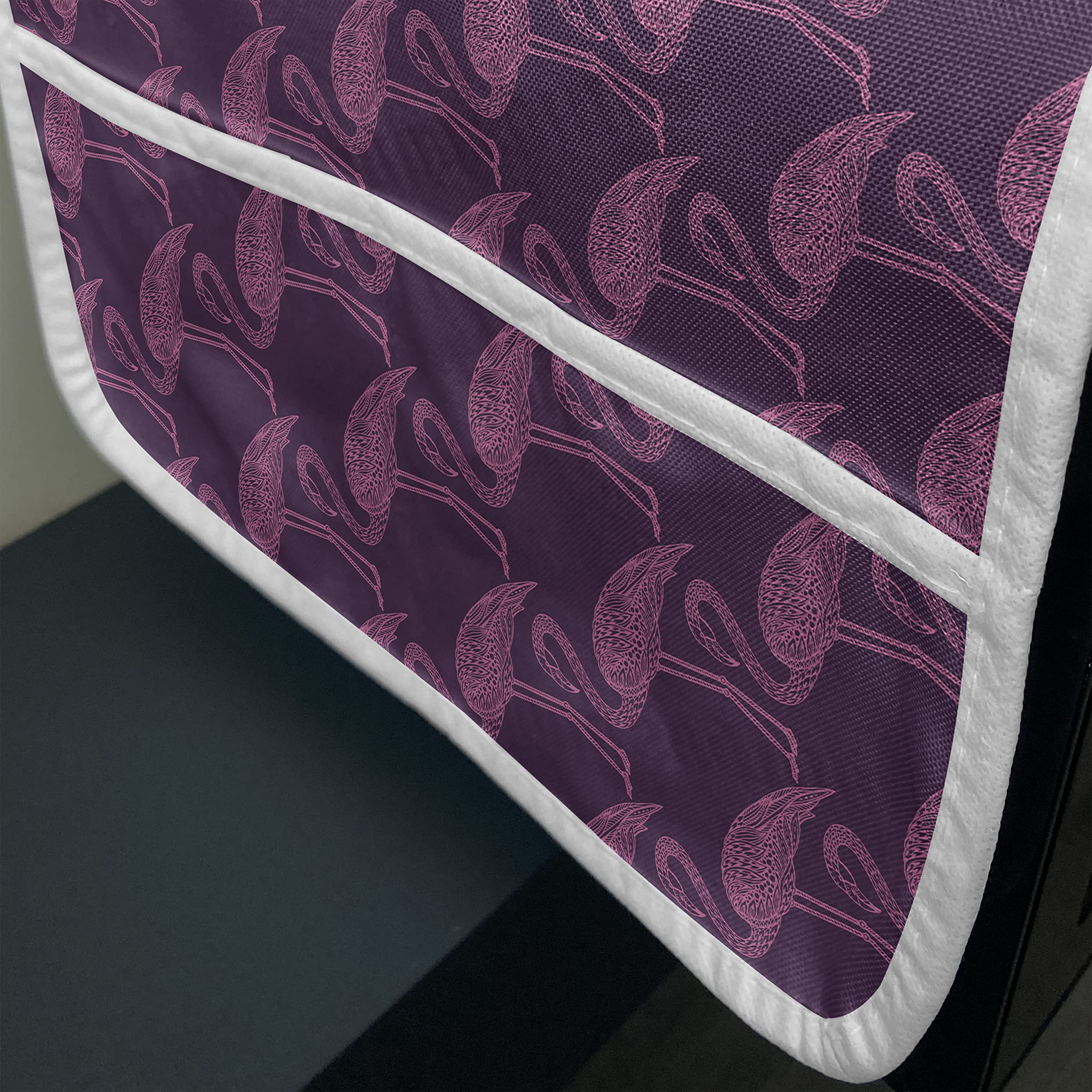Ambesonne Flamingo Microwave Cover - Water Resistant Kitchen Organizer with Pockets, Aloha Themed Exotic Bird Pattern in Plum & Pink, 36 x 12 Inches - Perfect for Tropical Kitchen Decor & Microwave Protection
