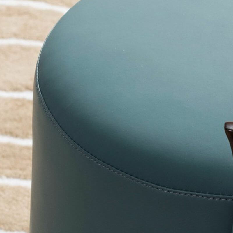 Industrial Style Small Round Wood Pouf Ottoman - Modern Home Decor Accent for Living Room, Bedroom & Lounge Areas - Perfect Footrest or Extra Seating