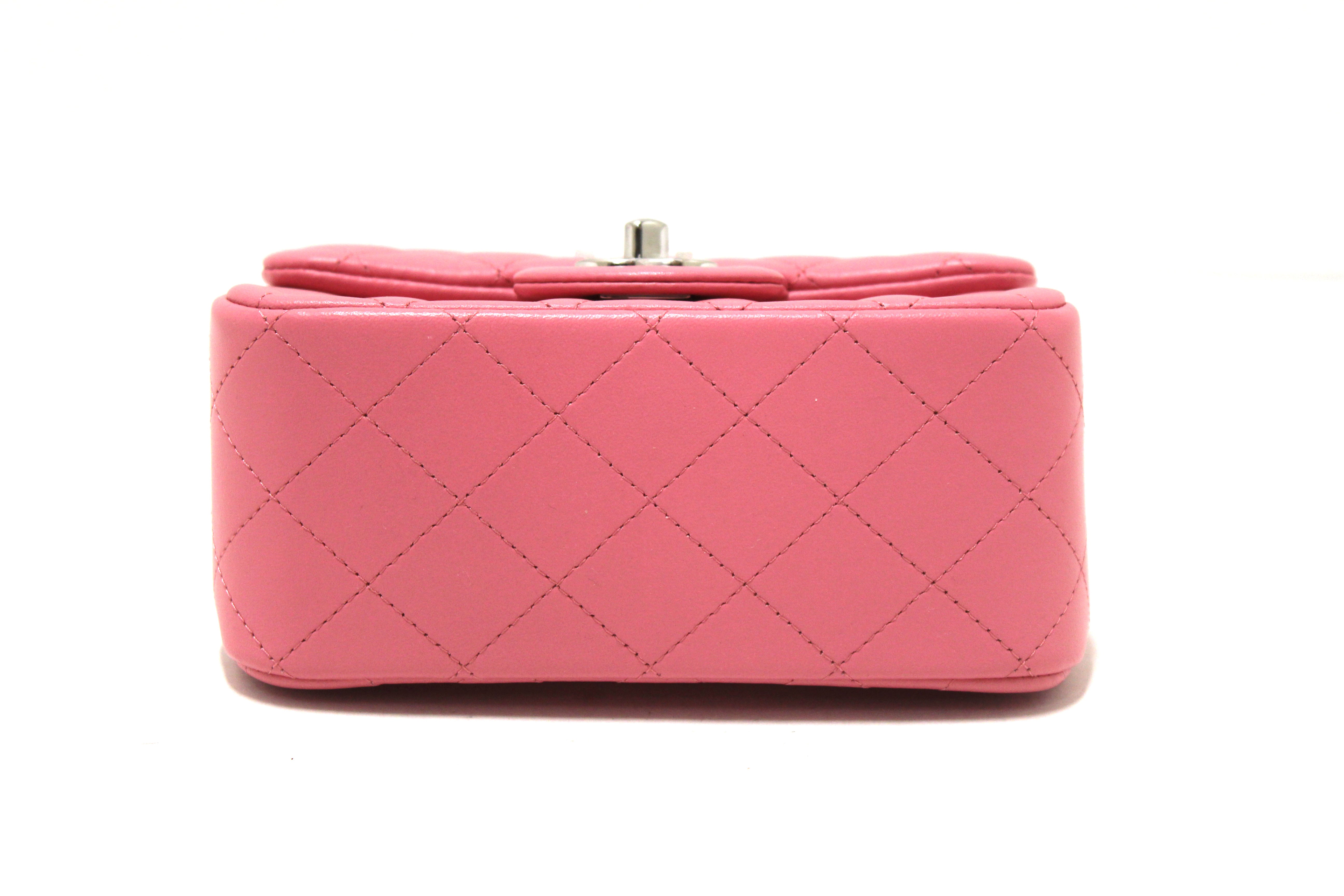 Authentic Chanel Quilted Pink Lambskin Leather Mini Square Classic Flap Bag - Luxury Crossbody Purse for Women, Perfect for Date Night & Special Occasions