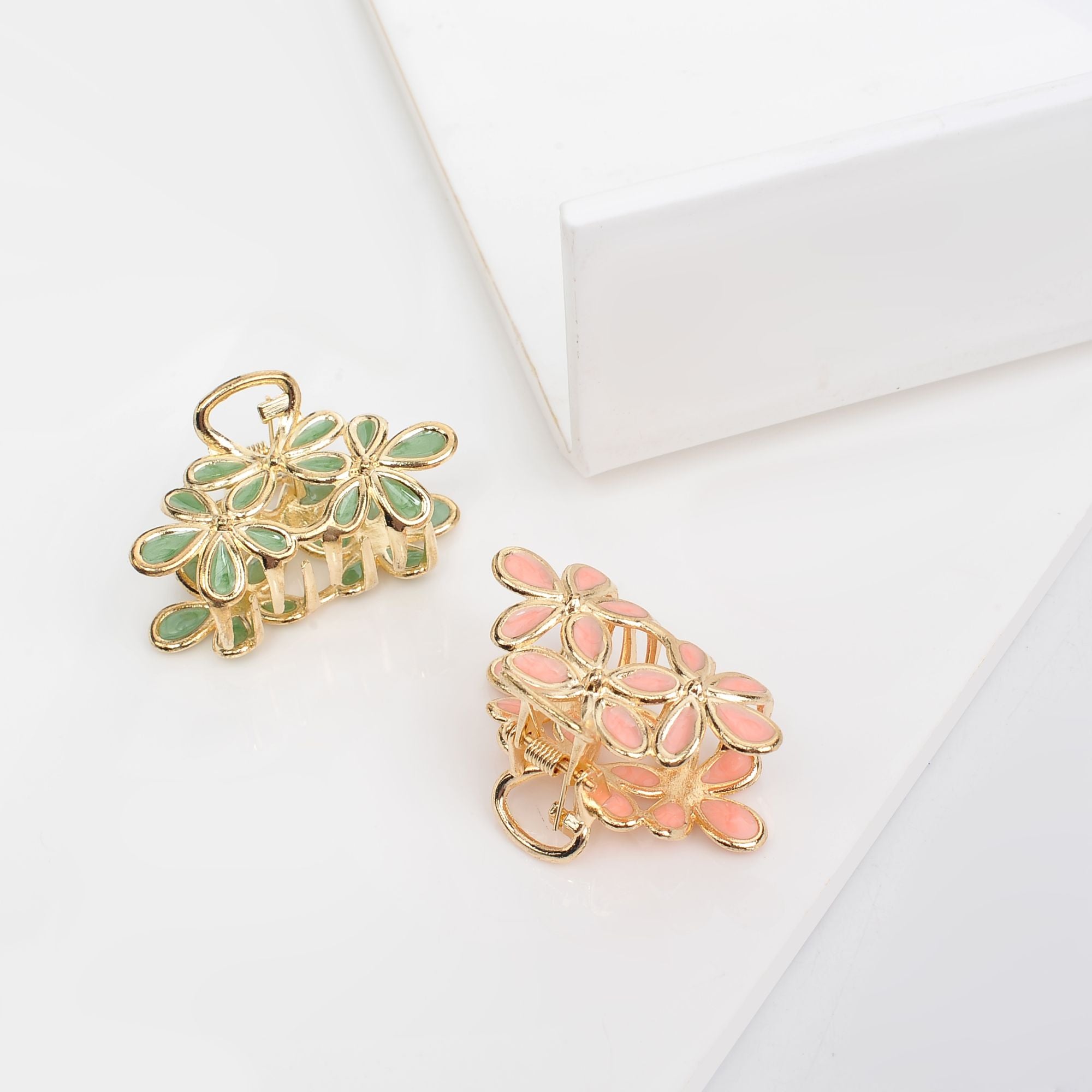Elegant Floral Hair Claw Clips - 2 Pack Non-Slip Hair Accessories for Women & Girls | Perfect for Updos, Ponytails & Everyday Hairstyles