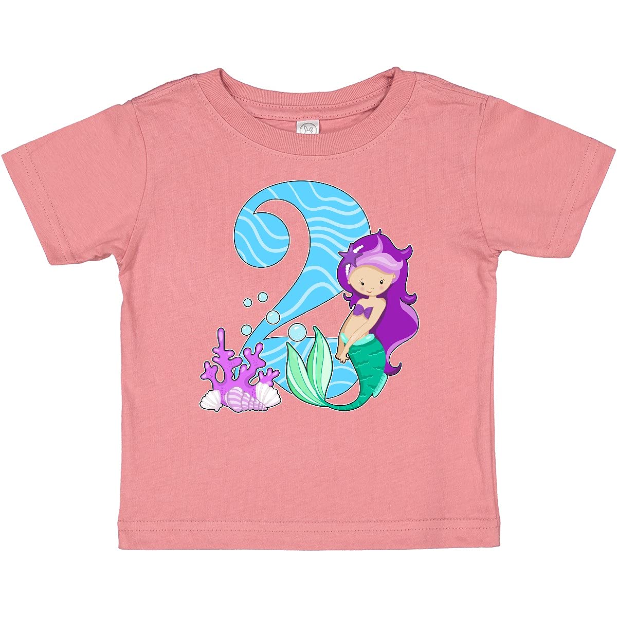 Inktastic Second Birthday Mermaid Baby T-Shirt - Cute Toddler Girls' Outfit for Birthday Party & Photo Shoot