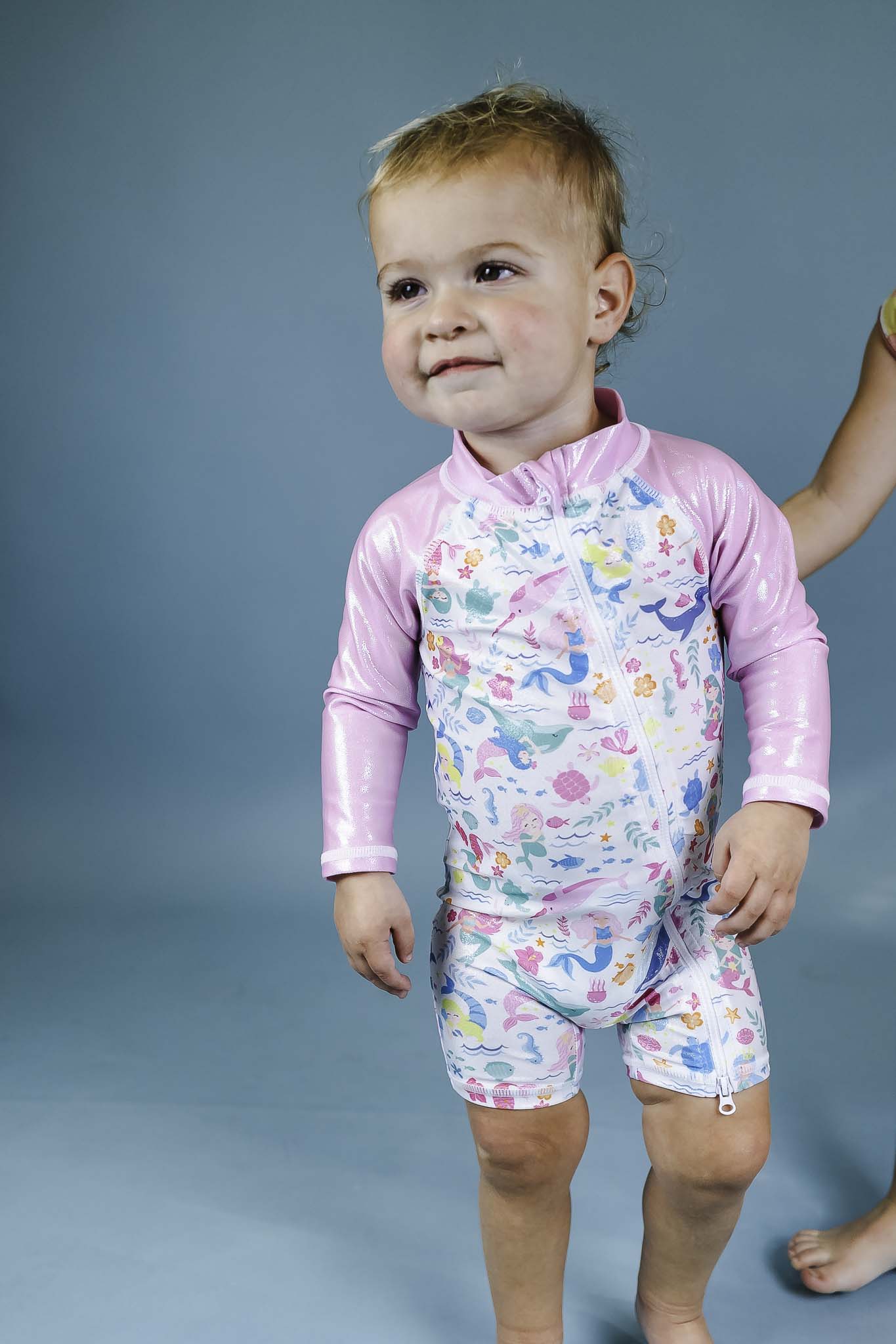 UPF 50+ Baby Girl Mermaid Swim Shortie Suit - Sun Protection Rash Guard for Beach, Pool & Water Play