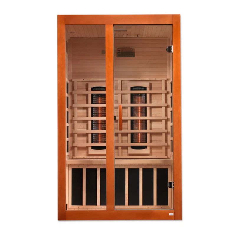 Dynamic Santiago 2-Person Full Spectrum Infrared Sauna for Home Relaxation & Detox - Wooden Cabin with Low EMF & Chromotherapy Lights