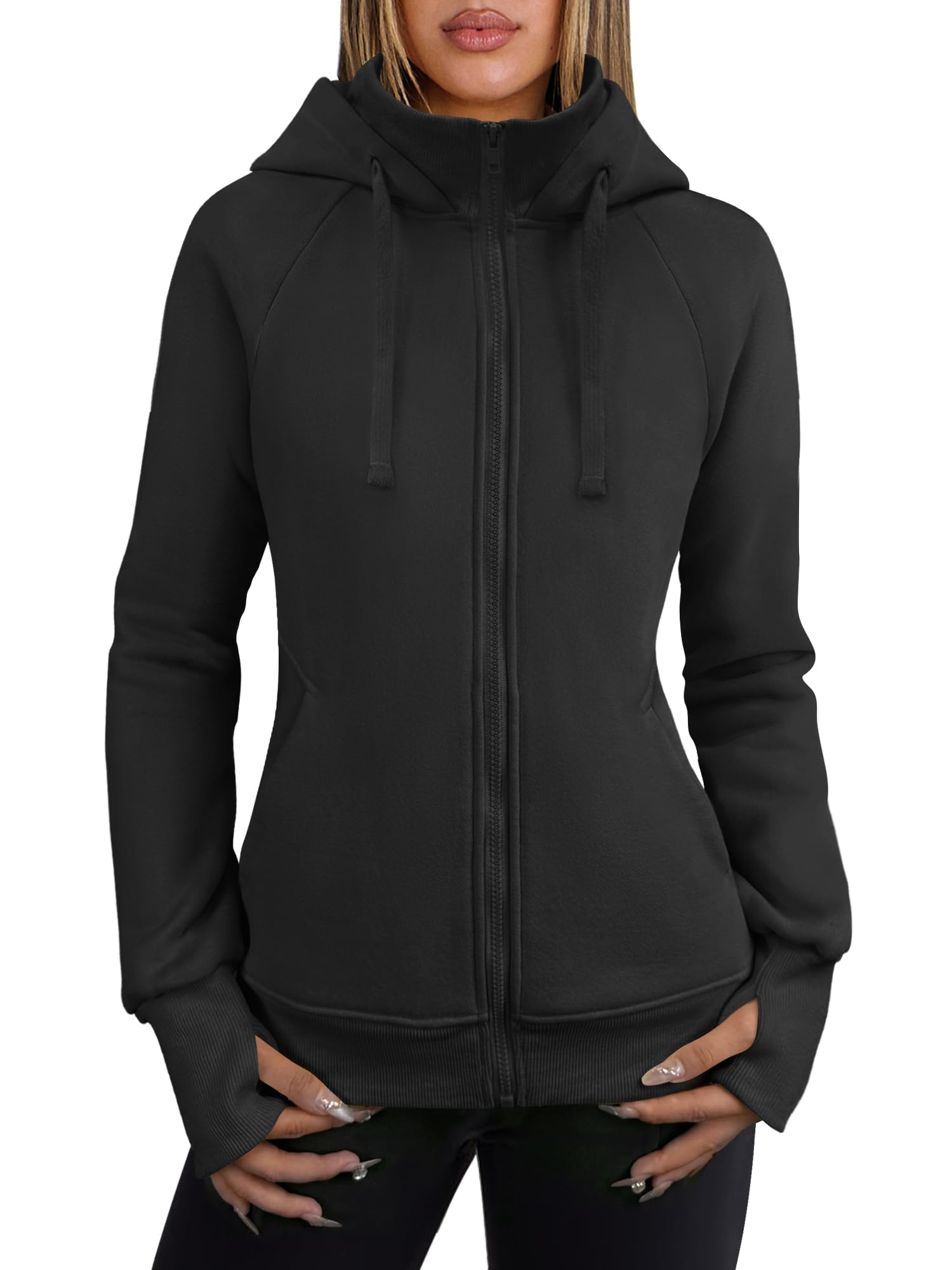 ANRABESS Women's Fleece Zip-Up Hoodie with Pockets - Long Sleeve Casual Sweatshirt for Fall Fashion | Y2K Preppy Outfits | Perfect for College, Streetwear & Cozy Loungewear