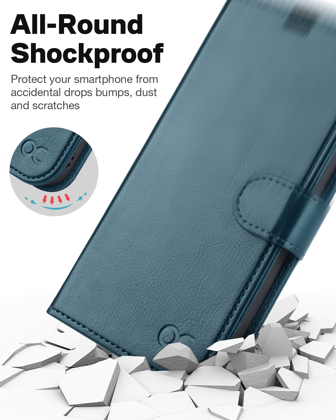 iPhone 15 Pro Wallet Case with Card Holder & RFID Blocking - Detachable Magnetic Stand Cover for Work & Travel
