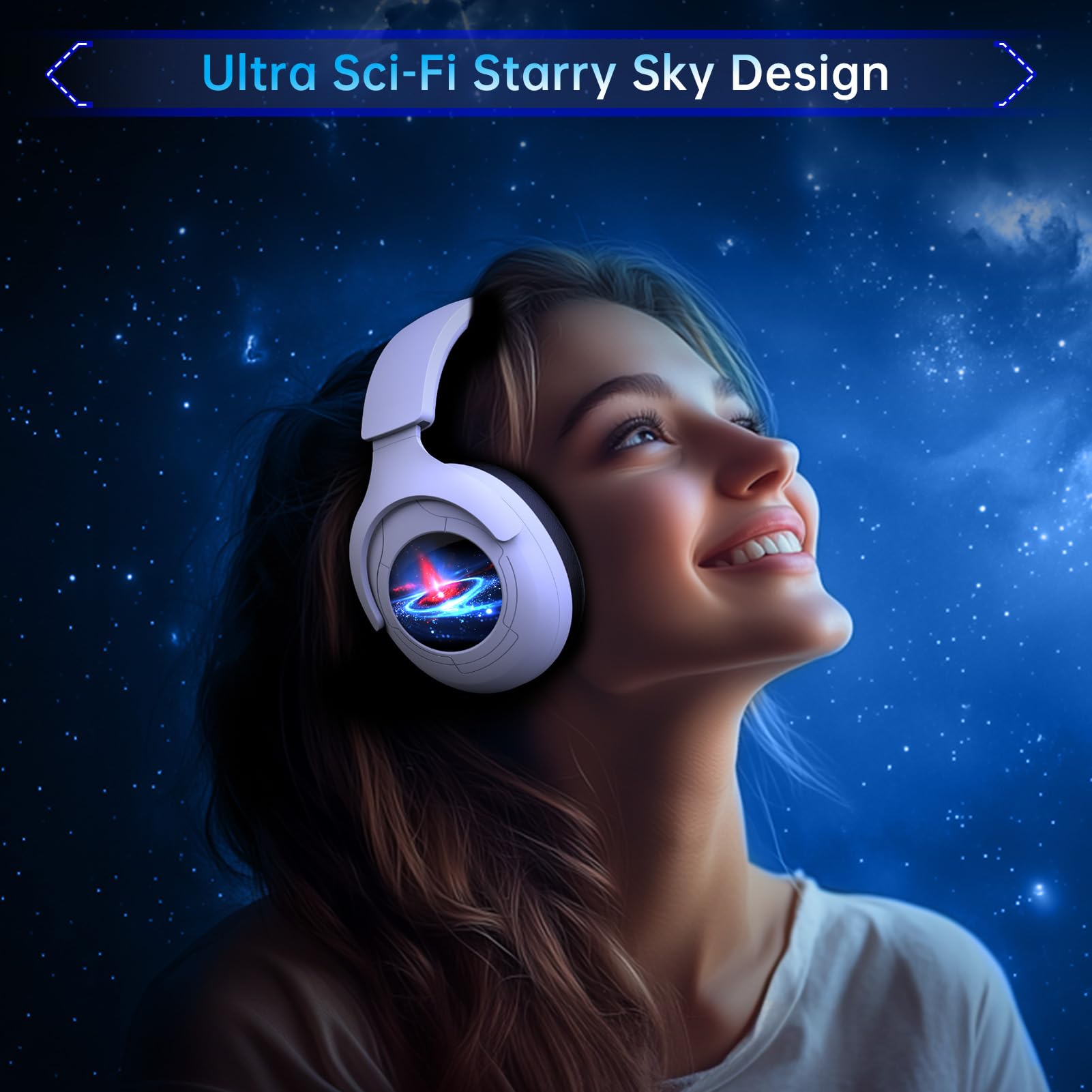 2.4GHz Wireless Gaming Headset for PS5, PS4, PC, Nintendo Switch - Bluetooth 5.3 Headphones with Noise Cancelling Mic, 45+ Hour Battery, Deep Bass & RGB Lighting (White) - Perfect for Fortnite, Starfield, FPS Games & Competitive Gaming