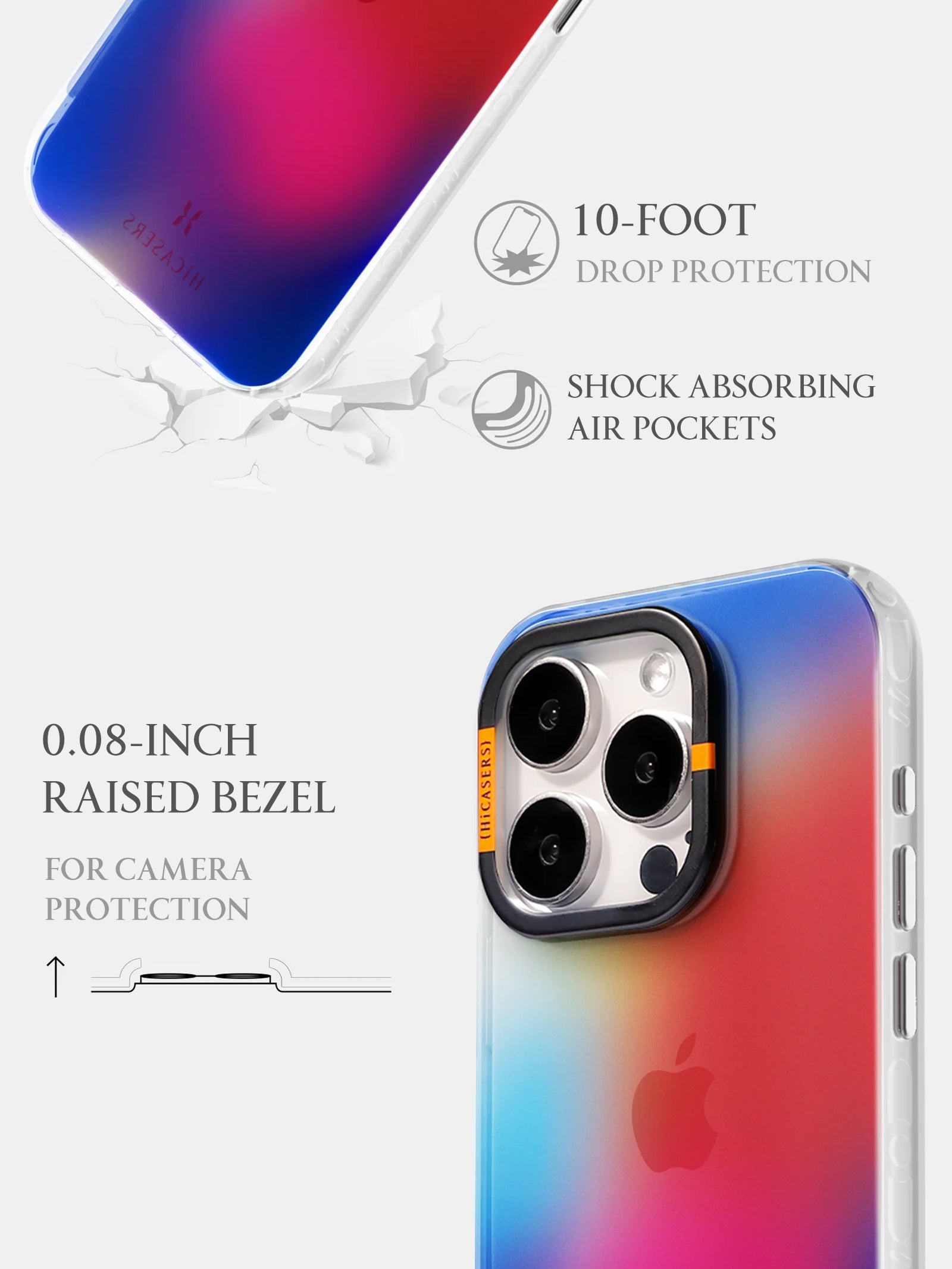 Gradient Light Dot Iridescent Phone Case - Red | Shatterproof Protective Cover for iPhone & Samsung | Perfect for Parties, Night Out & Everyday Use