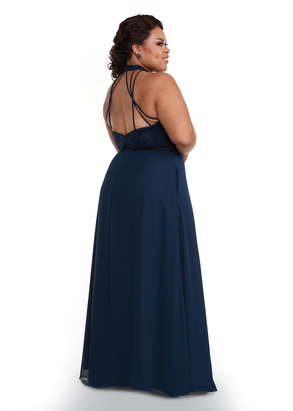 Elegant 80165 Chiffon A-Line Bridesmaid Dress with Lace Halter Neckline - Perfect for Weddings, Formal Events & Special Occasions