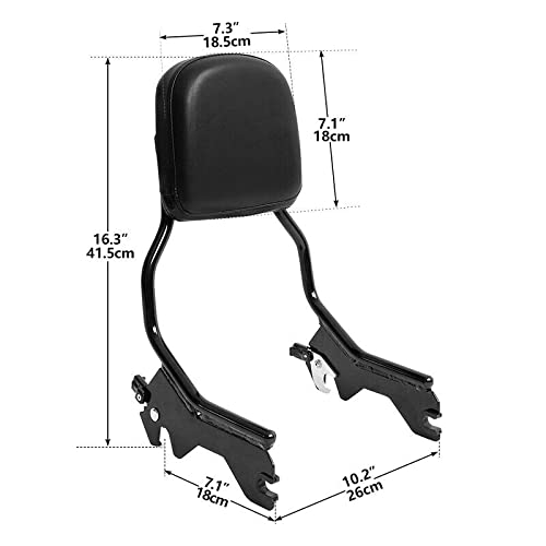 Premium TCMT Sissy Bar Backrest with Docking Hardware Kit - Compatible with Harley Davidson Heritage Classic FLHC, Street Bob FXBB (2018-2025), Softail Standard (2022-2024), Softail Slim FLSL & Deluxe FLDE (2018-2021) - Perfect for Long Rides & Passenger Comfort
