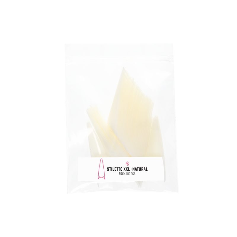 C Curve Refill Bag for Stiletto XXL Natural Nails - Extra Long False Nails for Salon, Party & Special Occasions