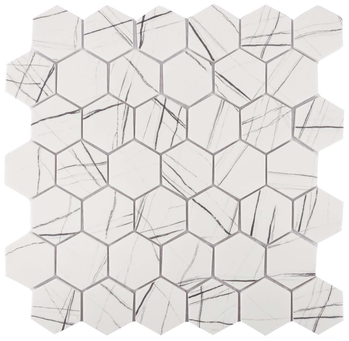 Eco-Friendly Recycled Glass Howlite Hexagon Tiles for Kitchen Backsplash, Bathroom Wall & Flooring