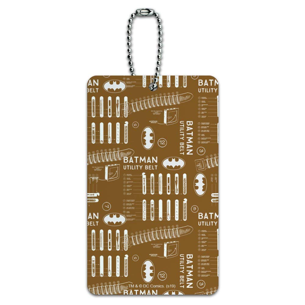 Batman Utility Belt Pattern Luggage Tag - Durable Suitcase ID Tag for Travel Accessories, Perfect for Carry-On Bags, Backpacks & Suitcases - Great Gift for DC Comics Fans & Frequent Travelers