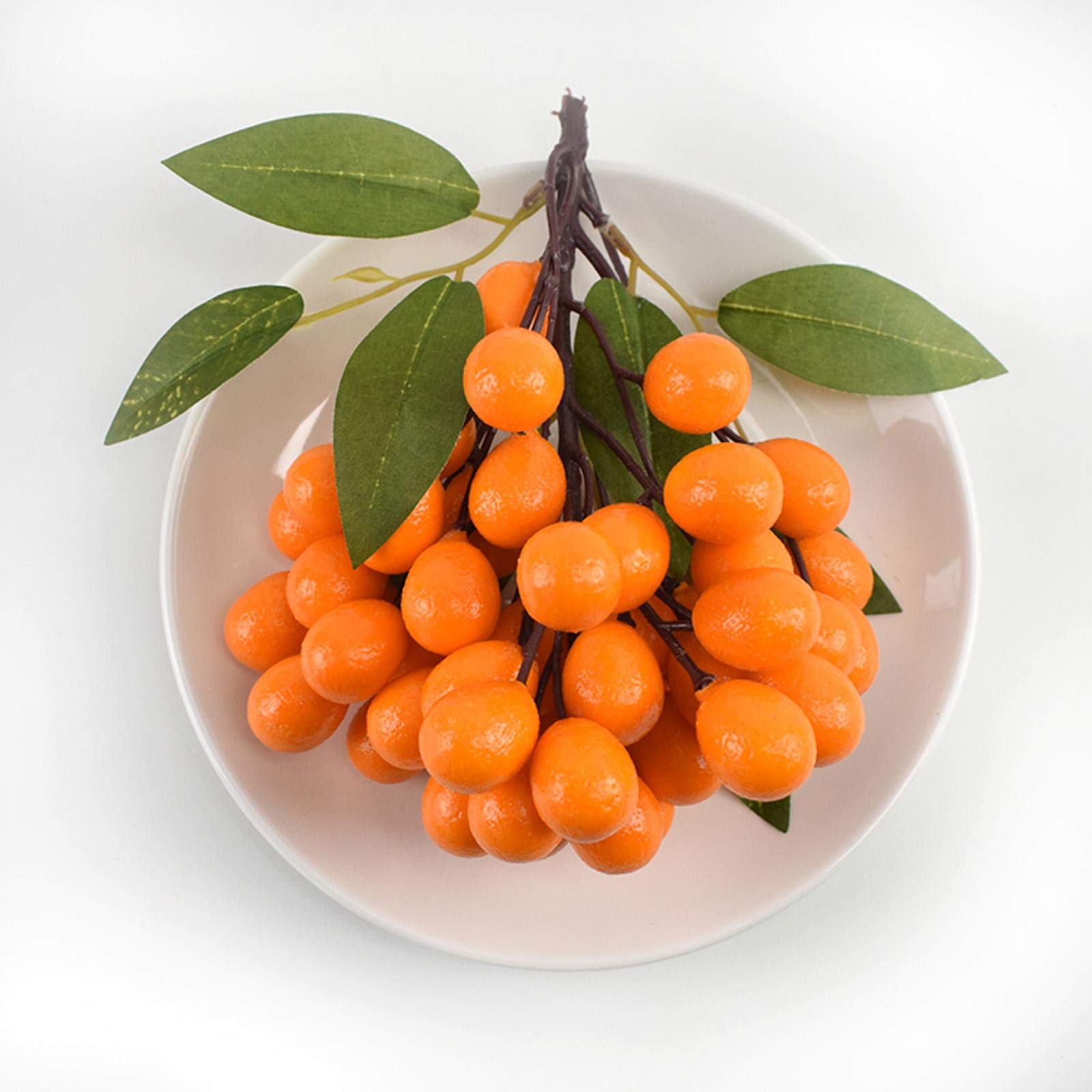 Artificial Kumquat Fruit Bunch - 19cm Long Fake Plastic Kumquats for Home Decor, Table Centerpiece, Wedding & Party Decoration - Realistic Simulation Fruit Model
