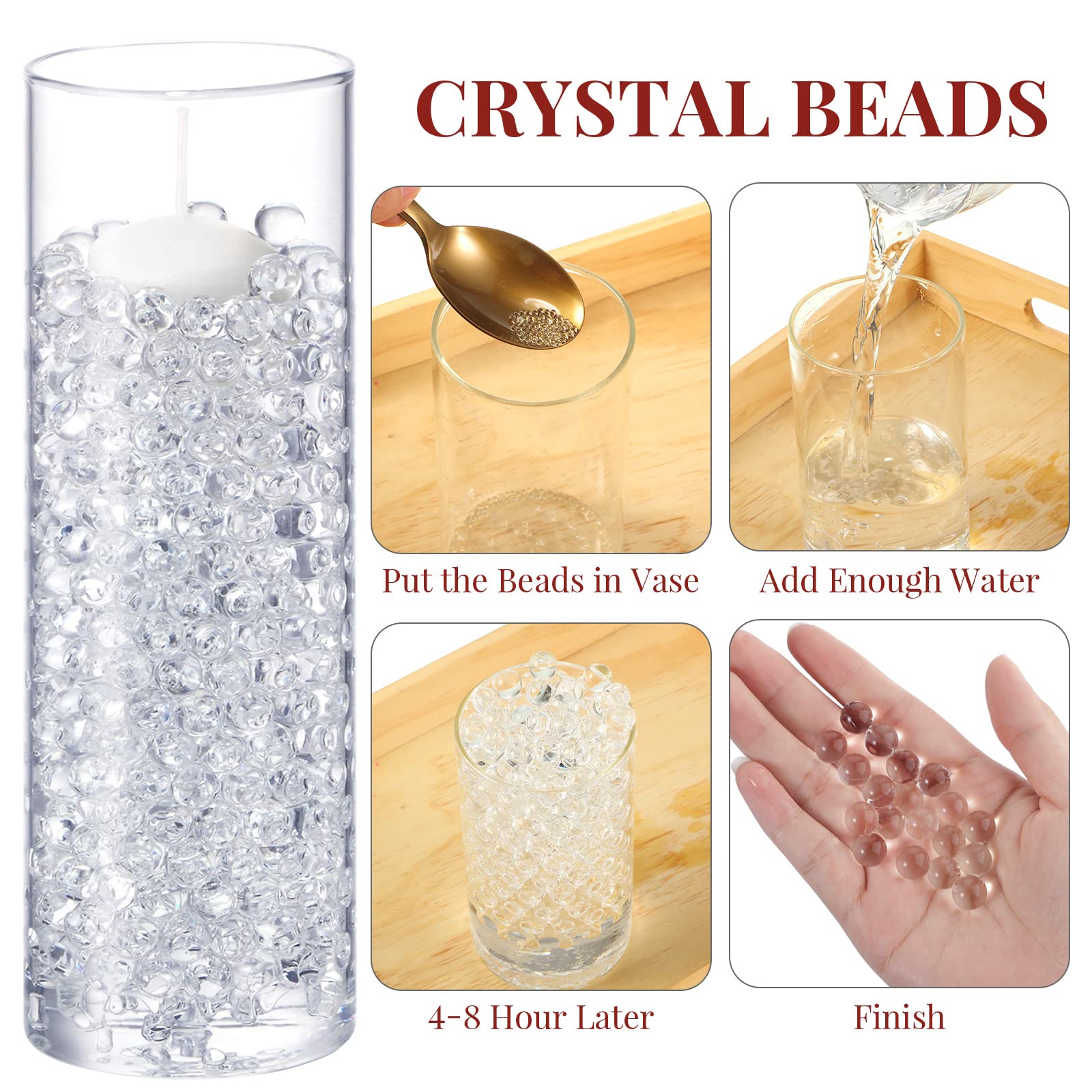 6 Pack 6 Inch Tall Clear Glass Cylinder Vases with 12 White Floating Candles - Wedding Centerpieces, Home Decor, Table Decorations for Dining Room, Party & Special Events