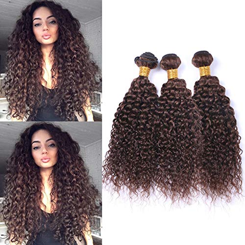 Tony Beauty Hair #4 Dark Brown Kinky Curly Brazilian Human Hair Bundles - 100% Virgin Hair Wefts (12